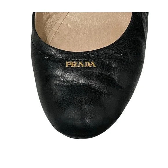 Prada Black Ballet Flats Size Women’s 38.5 / US 8 High End Comfort - Picture 3 of 8